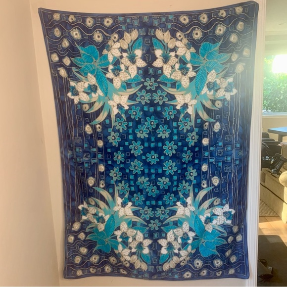 HP🎉 SAKS FIFTH AVENUE Swim Coverup Pareo Wrap Large Scarf Cotton Tropical Floral - Picture 3 of 16